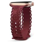 For Apple Watch Ultra 2 49mm Lace Sunflower Embossed Silicone Watch Band(Wine Red) - 1