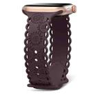 For Apple Watch Series 9 45mm Lace Sunflower Embossed Silicone Watch Band(Dark Purple) - 1