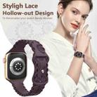 For Apple Watch Series 9 45mm Lace Sunflower Embossed Silicone Watch Band(Dark Purple) - 3