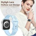 For Apple Watch Series 9 45mm Lace Sunflower Embossed Silicone Watch Band(Light Blue) - 3