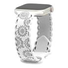 For Apple Watch Series 9 45mm Lace Sunflower Embossed Silicone Watch Band(White) - 1