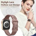 For Apple Watch Series 9 45mm Lace Sunflower Embossed Silicone Watch Band(Smoky Purple) - 3