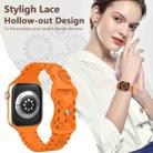 For Apple Watch Ultra 49mm Lace Sunflower Embossed Silicone Watch Band(Orange) - 3