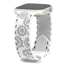 For Apple Watch Series 8 41mm Lace Sunflower Embossed Silicone Watch Band(White) - 1