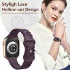 For Apple Watch Series 8 45mm Lace Sunflower Embossed Silicone Watch Band(Dark Purple) - 3