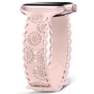For Apple Watch Series 8 45mm Lace Sunflower Embossed Silicone Watch Band(Pink) - 1