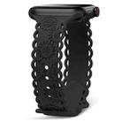 For Apple Watch SE 2022 44mm Lace Sunflower Embossed Silicone Watch Band(Black) - 1
