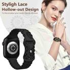 For Apple Watch SE 2022 44mm Lace Sunflower Embossed Silicone Watch Band(Black) - 3
