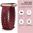 For Apple Watch SE 2022 44mm Lace Sunflower Embossed Silicone Watch Band(Wine Red) - 2