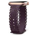 For Apple Watch Series 7 45mm Lace Sunflower Embossed Silicone Watch Band(Dark Purple) - 1