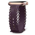 For Apple Watch Series 4 44mm Lace Sunflower Embossed Silicone Watch Band(Dark Purple) - 1