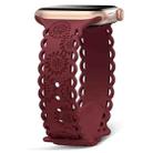For Apple Watch Series 4 44mm Lace Sunflower Embossed Silicone Watch Band(Wine Red) - 1