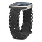 For Apple Watch SE 2023 44mm Lace 3D Rose Embossed Silicone Watch Band(Black) - 1