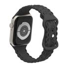 For Apple Watch SE 2023 44mm Lace 3D Rose Embossed Silicone Watch Band(Black) - 2