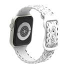 For Apple Watch SE 2023 44mm Lace 3D Rose Embossed Silicone Watch Band(White) - 2
