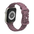 For Apple Watch SE 2023 44mm Lace 3D Rose Embossed Silicone Watch Band(Smoky Purple) - 2