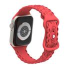 For Apple Watch SE 2023 44mm Lace 3D Rose Embossed Silicone Watch Band(Red) - 2