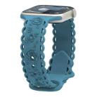 For Apple Watch SE 2023 44mm Lace 3D Rose Embossed Silicone Watch Band(Pine Green) - 1