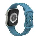 For Apple Watch SE 2023 44mm Lace 3D Rose Embossed Silicone Watch Band(Pine Green) - 2