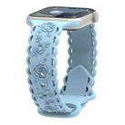 For Apple Watch SE 2023 44mm Lace 3D Rose Embossed Silicone Watch Band(Light Blue) - 1