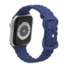 For Apple Watch SE 2023 44mm Lace 3D Rose Embossed Silicone Watch Band(Navy Blue) - 2