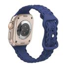 For Apple Watch Ultra 2 49mm Lace 3D Rose Embossed Silicone Watch Band(Navy Blue) - 2