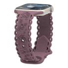 For Apple Watch Series 9 45mm Lace 3D Rose Embossed Silicone Watch Band(Smoky Purple) - 1
