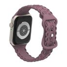For Apple Watch Series 9 45mm Lace 3D Rose Embossed Silicone Watch Band(Smoky Purple) - 2