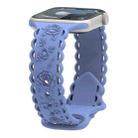 For Apple Watch Series 9 45mm Lace 3D Rose Embossed Silicone Watch Band(Lavender) - 1