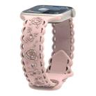 For Apple Watch Series 9 45mm Lace 3D Rose Embossed Silicone Watch Band(Sand Pink) - 1