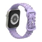 For Apple Watch Series 9 45mm Lace 3D Rose Embossed Silicone Watch Band(Light Purple) - 2