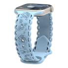 For Apple Watch Series 9 45mm Lace 3D Rose Embossed Silicone Watch Band(Light Blue) - 1