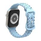 For Apple Watch Series 9 45mm Lace 3D Rose Embossed Silicone Watch Band(Light Blue) - 2