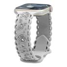 For Apple Watch Series 9 45mm Lace 3D Rose Embossed Silicone Watch Band(Starlight) - 1
