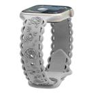 For Apple Watch Series 9 41mm Lace 3D Rose Embossed Silicone Watch Band(Grey) - 1