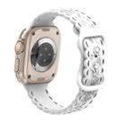 For Apple Watch Ultra 49mm Lace 3D Rose Embossed Silicone Watch Band(White) - 2