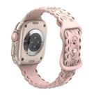 For Apple Watch Ultra 49mm Lace 3D Rose Embossed Silicone Watch Band(Sand Pink) - 2