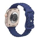 For Apple Watch Ultra 49mm Lace 3D Rose Embossed Silicone Watch Band(Navy Blue) - 2