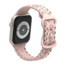 For Apple Watch Series 8 41mm Lace 3D Rose Embossed Silicone Watch Band(Sand Pink) - 2