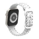 For Apple Watch Series 8 45mm Lace 3D Rose Embossed Silicone Watch Band(White) - 2