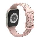For Apple Watch SE 2022 44mm Lace 3D Rose Embossed Silicone Watch Band(Sand Pink) - 2