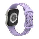For Apple Watch Series 7 41mm Lace 3D Rose Embossed Silicone Watch Band(Light Purple) - 2