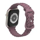 For Apple Watch Series 7 45mm Lace 3D Rose Embossed Silicone Watch Band(Smoky Purple) - 2