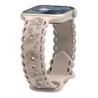 For Apple Watch SE 44mm Lace 3D Rose Embossed Silicone Watch Band(Milk Tea) - 1