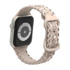 For Apple Watch SE 44mm Lace 3D Rose Embossed Silicone Watch Band(Milk Tea) - 2