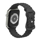 For Apple Watch Series 5 44mm Lace 3D Rose Embossed Silicone Watch Band(Black) - 2