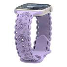 For Apple Watch Series 5 44mm Lace 3D Rose Embossed Silicone Watch Band(Light Purple) - 1