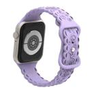 For Apple Watch Series 5 44mm Lace 3D Rose Embossed Silicone Watch Band(Light Purple) - 2