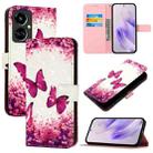 For Tecno Camon 19 3D Painting Horizontal Flip Leather Phone Case(Rose Butterfly) - 1