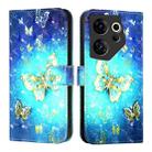 For Tecno Camon 20 Premier 3D Painting Horizontal Flip Leather Phone Case(Golden Butterfly) - 2